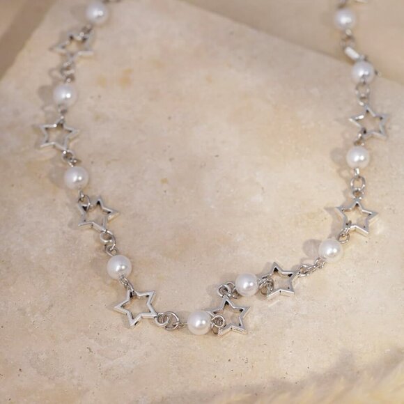 Star Imitation-Pearl Choker, Star Necklace Y2k, Emo Grunge Y2k Necklace, Christm - Picture 6 of 7